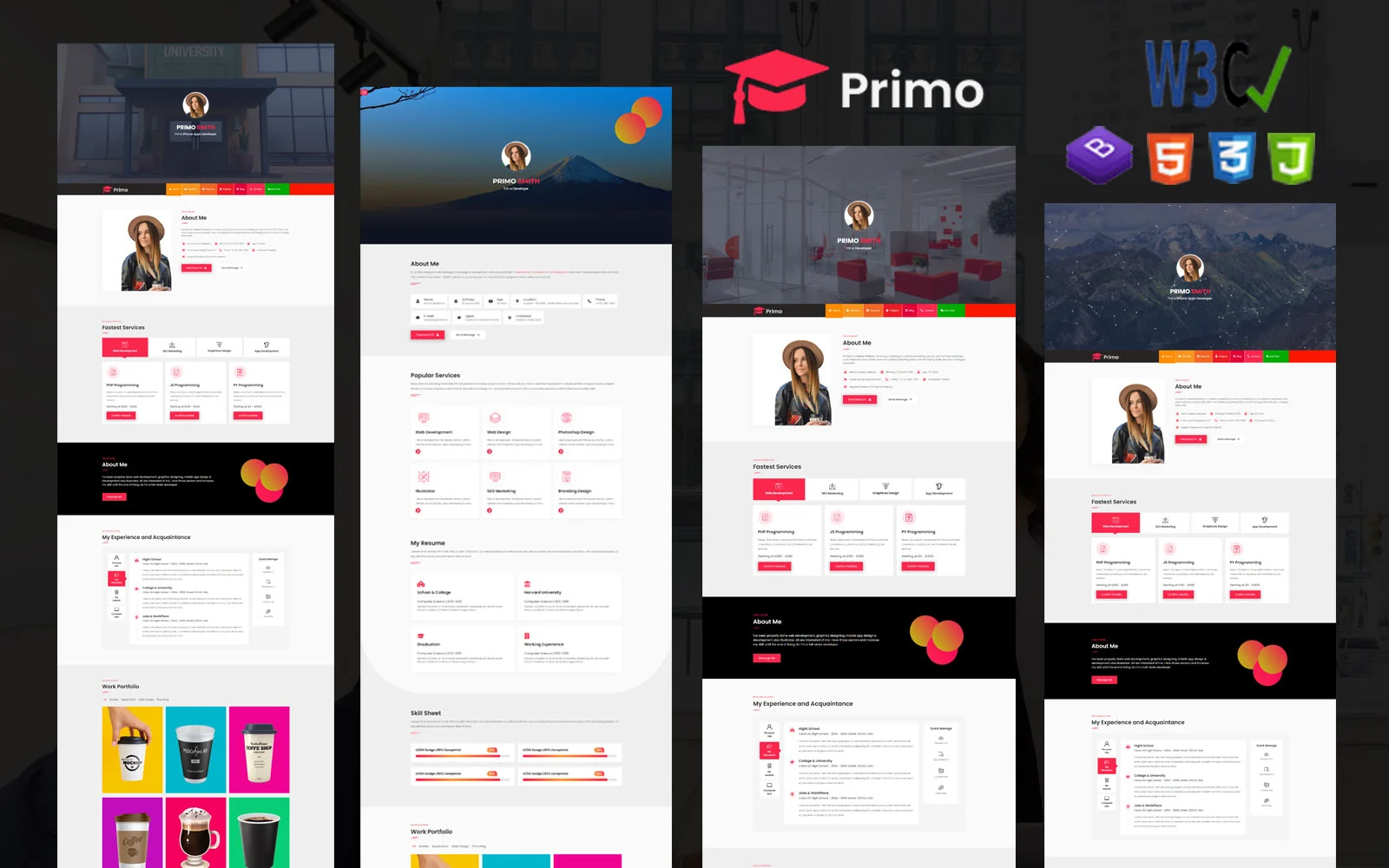 دانلود قالب HTML5 نمونه کار و رزومه شخصی Primo