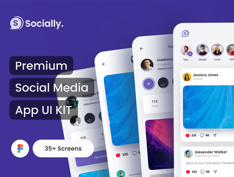 دانلود رابط کاربری Socially - Social Media App UI Kit