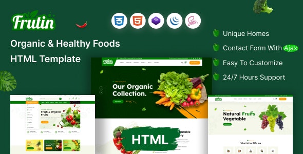 دانلود قالب HTML سوپر مارکت آنلاین Frutin