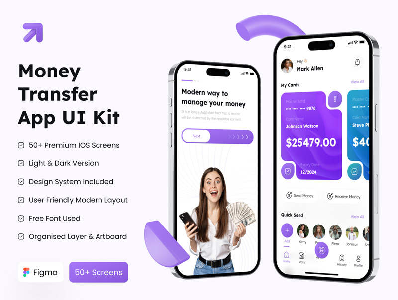 دانلود رابط کاربری Money Transfer App UI Kit