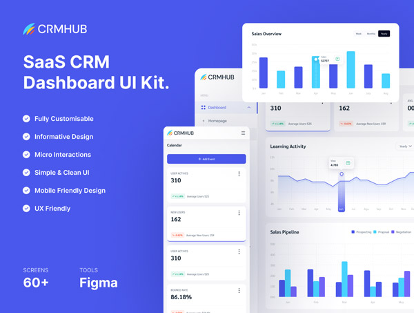 دانلود رابط کاربری CRMHUB - SaaS Dashboard UI Kit