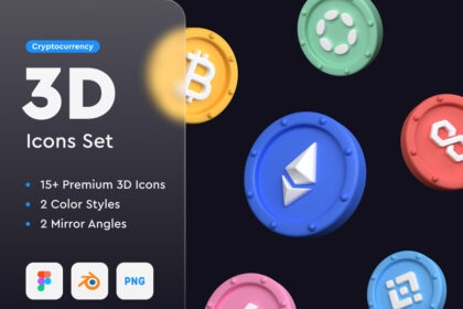 دانلود مجموعه آیکون های Cryptocurrency 3D Icons Set