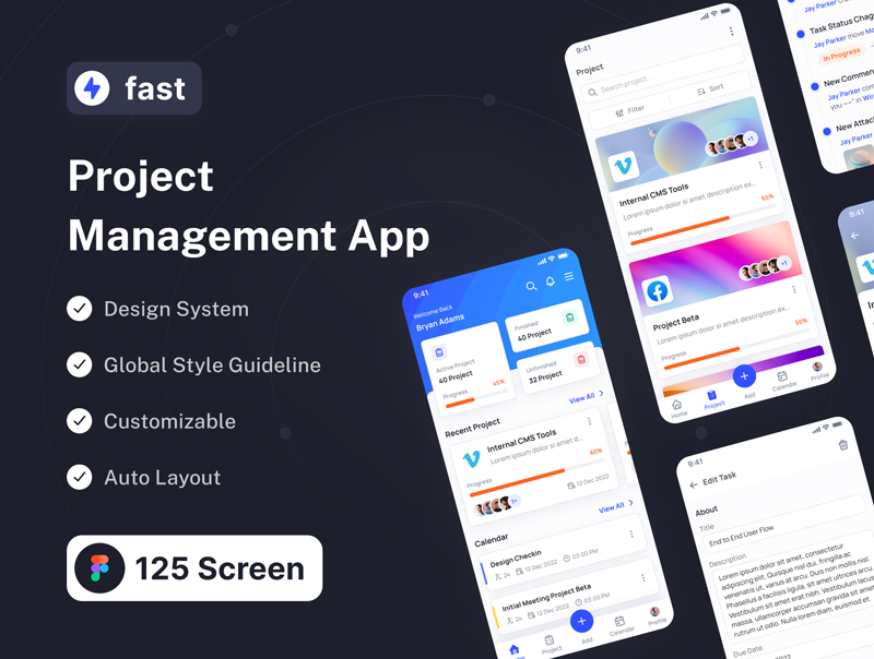 دانلود رابط کاربری Fast Project Management App