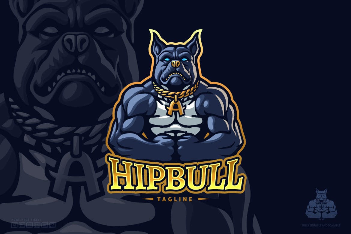 دانلود لوگو گیمینگ A Muscular Pitbull Logo Template