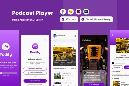 رابط کاربری Podify - Podcast Player Mobile App