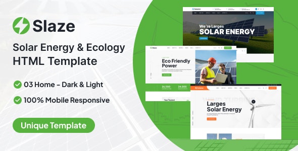 دانلود قالب HTML خدمات انرژی خورشیدی Slaze