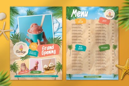 دانلود فلایر لایه باز Summer Ice Cream Menu Flyer