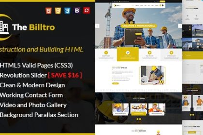 دانلود قالب HTML سایت ساخت و ساز The Billtro