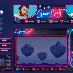 دانلود قالب و تمپلیت توییچ Twitch Neon Gamer