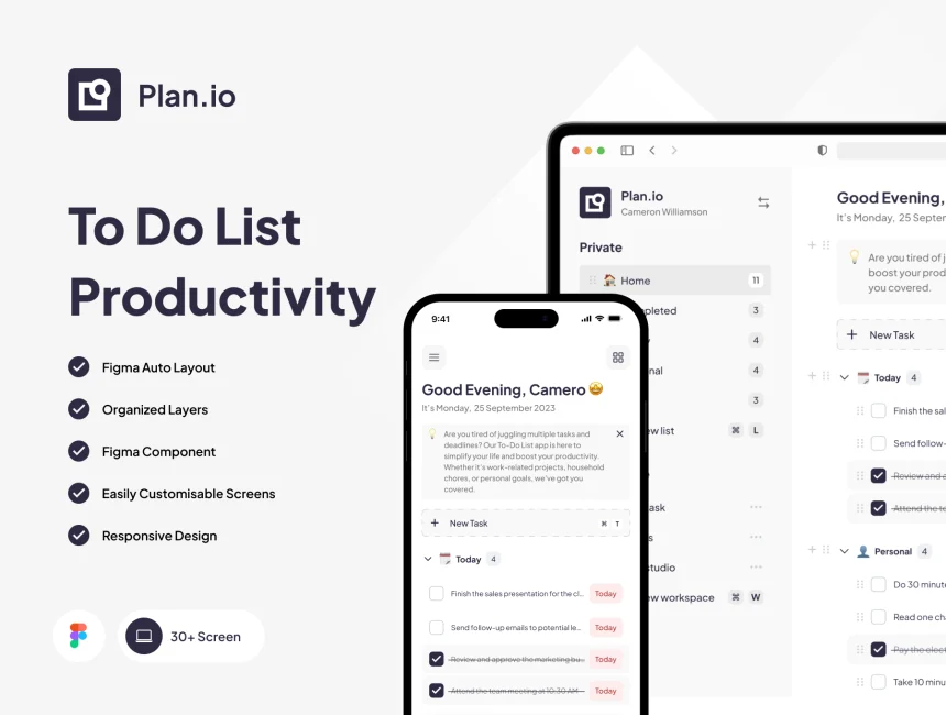 دانلود Plan.io - To Do List Productivity App UI KIT
