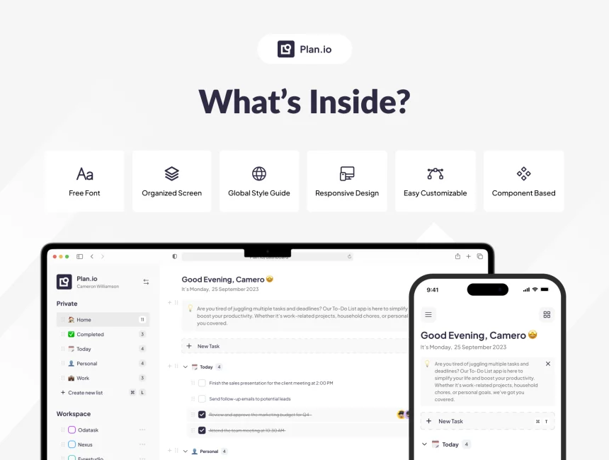 دانلود Plan.io - To Do List Productivity App UI KIT