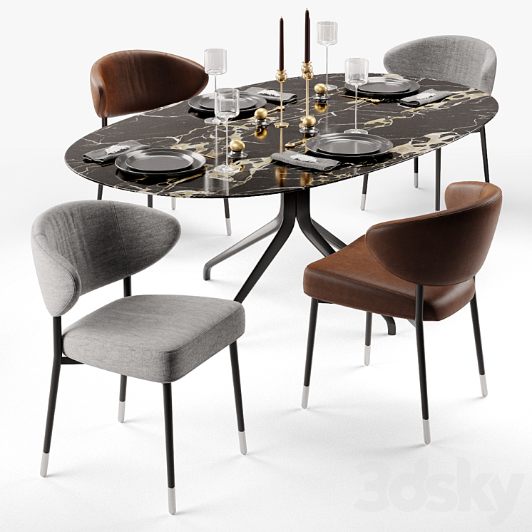 دانلود فایل سه بعدی Minotti Mills and Claydon table