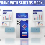 دانلود موکاپ لایه باز Phone with Screens Mockup