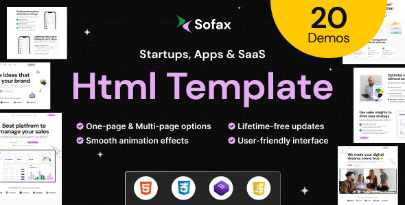 قالب HTML استارت آپ Sofax + نسخه وردپرس