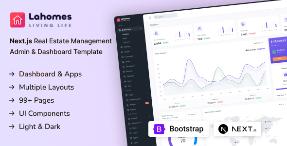 دانلود قالب NextJS مدیریتی Lahomes