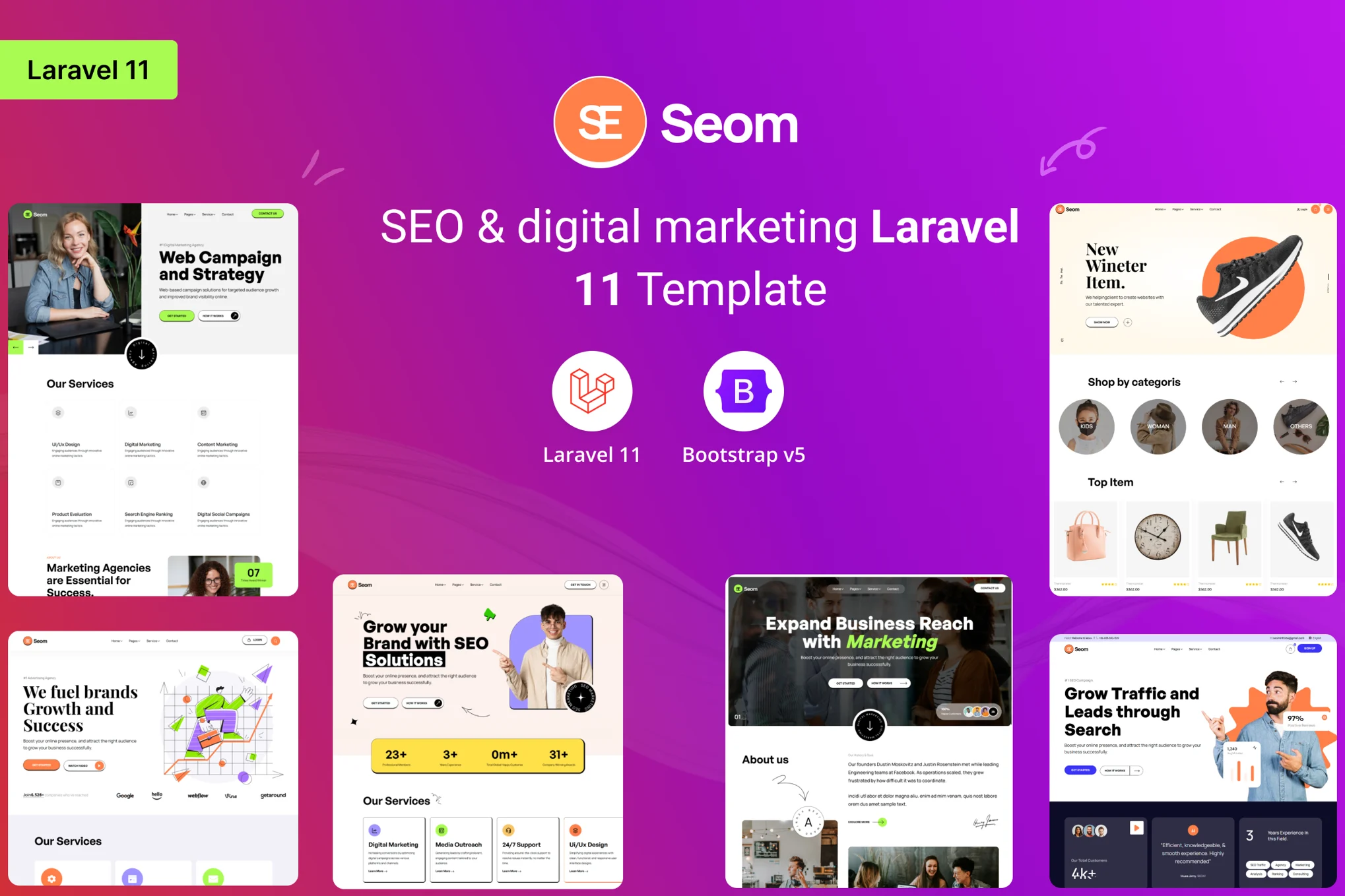 قالب لاراول 11 آژانس دیجیتال و سئو Seom