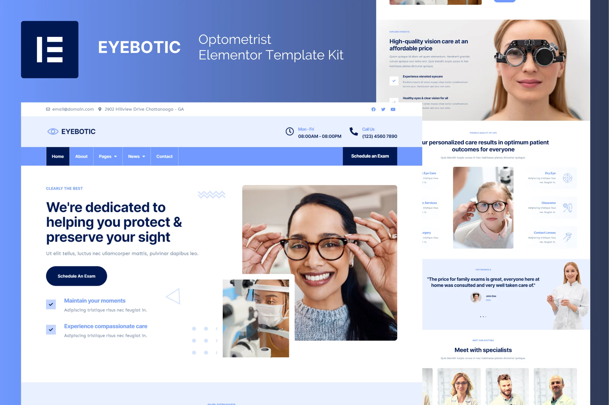 قالب کلینیک‌های بینایی و چشم‌پزشکی وردپرس EyeBotic
