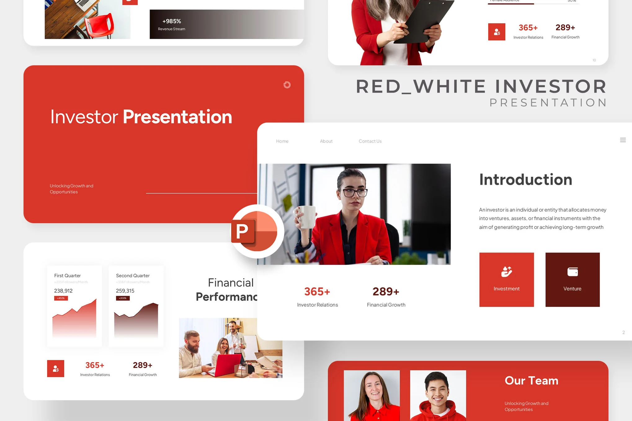 دانلود قالب پاورپوینت Red White Investor