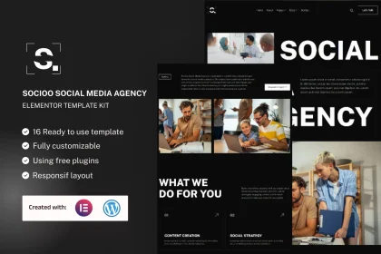 قالب المنتور Socioo - قالب سایت خدمات شبکه‌های اجتماعی