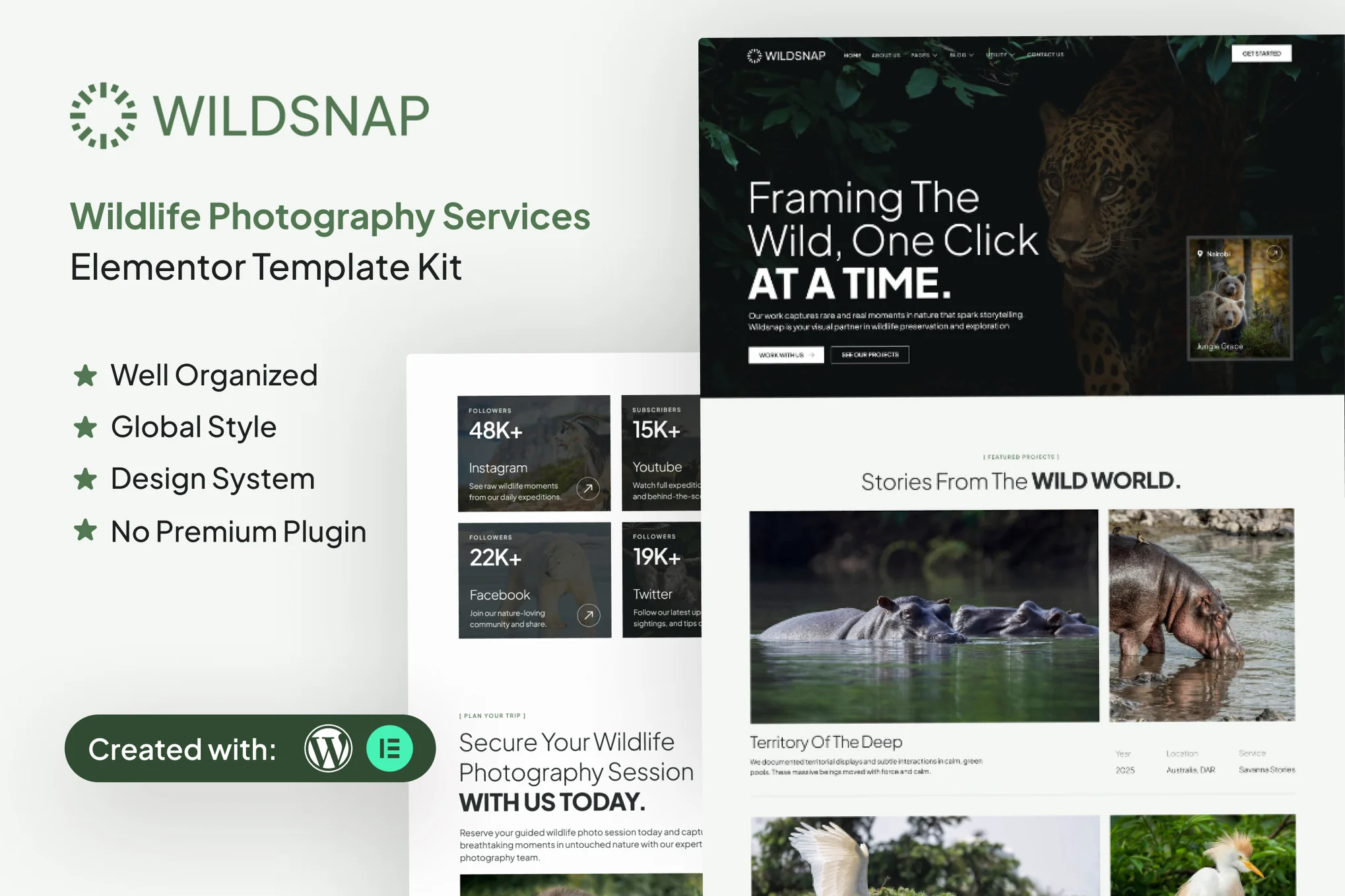قالب المنتور Wildsnap - طراحی سایت عکاسی حیات وحش